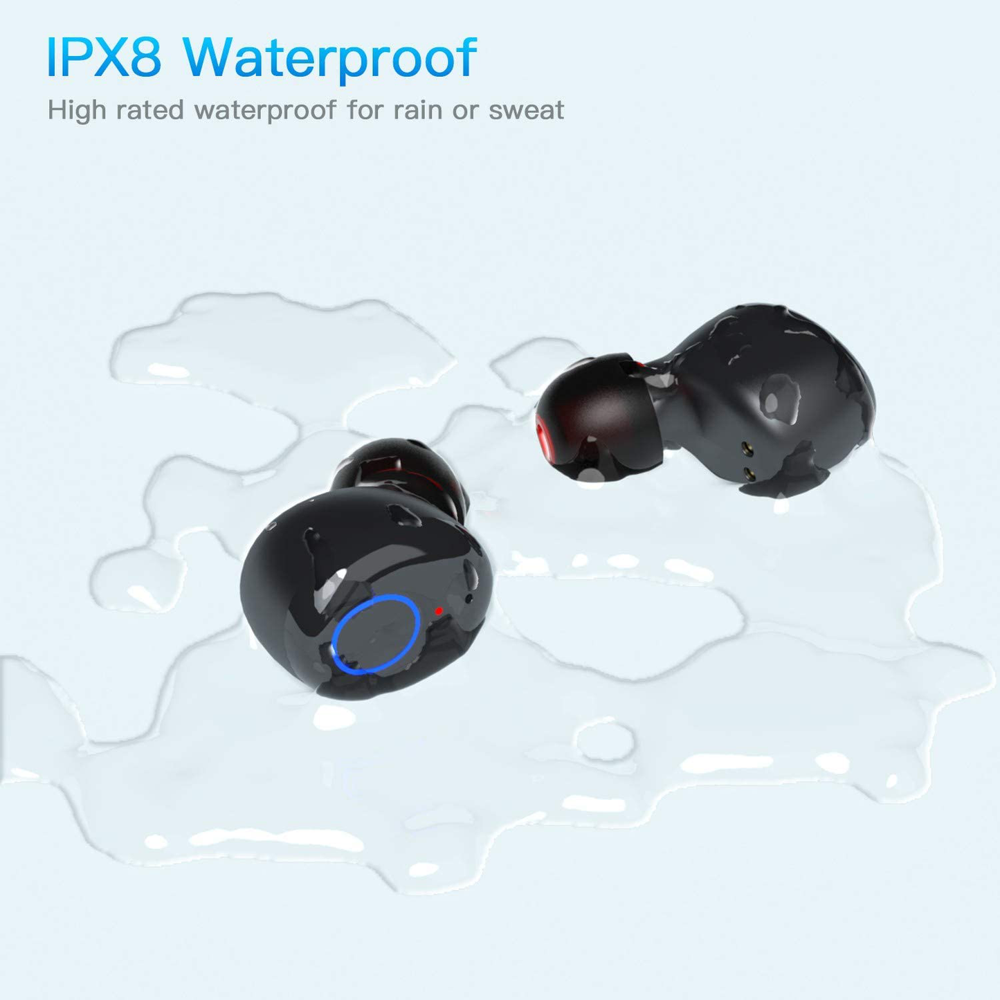 Wireless Earbuds,Bluetooth Earbuds with Charging Case Bass Sounds IPX8 Waterproof Sports Headphones with Mic Touch Control 24H Playtime