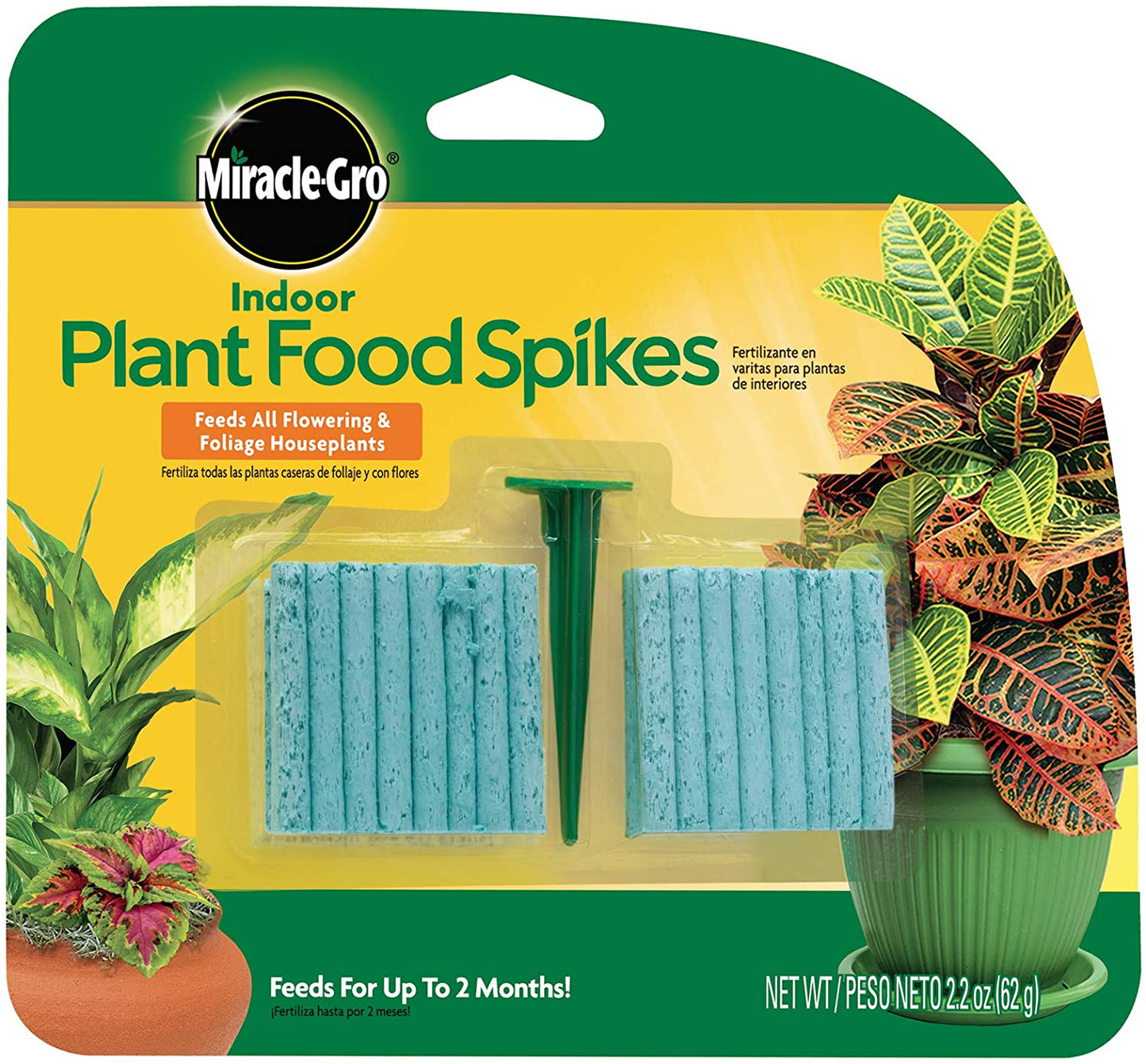 Miracle-Gro Indoor Plant Food Spikes, Includes 24 Spikes - Continuous Feeding for all Flowering and Foliage Houseplants - NPK 6-12-6