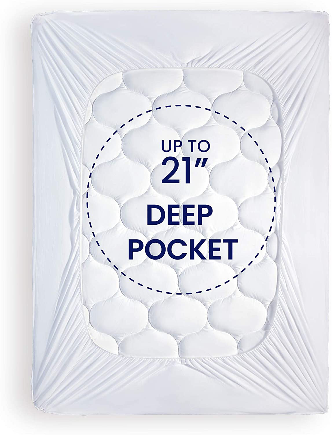 SLEEP ZONE Quilted Mattress Pad Cover - Extra Thick Soft Fluffy Bedding Topper Pillow Top Upto 21 inch Deep Pocket, White, King