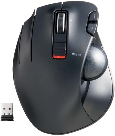 Left-Handed 2.4Ghz Wireless Easy Thumb Control Trackball Mouse, Sculpted Ergonomic Design, 6-Button Function with Smooth Tracking, Precision Optical Gaming Sensor, Windows /Mac (M-XT4DRBK)