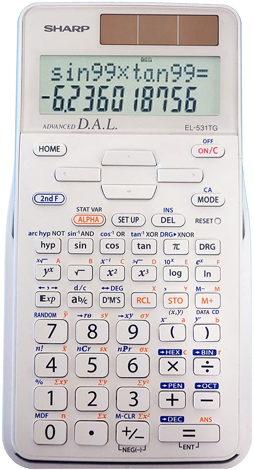 Sharp EL-531TGBBW 12-Digit Scientific/Engineering Calculator with Protective Hard Cover, Battery and Solar Hybrid Powered LCD Display, Great for Students and Professionals, Black,Black and White