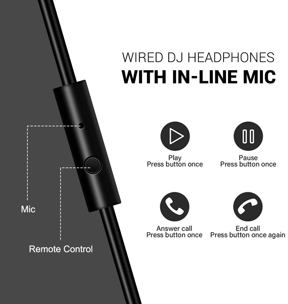 OneOdio Wired Over Ear Headphones Studio Monitor & Mixing DJ Stereo Headsets with 50mm Neodymium Drivers and 1/4 to 3.5mm Audio Jack for AMP Computer Recording Phone Piano Guitar Laptop - Black
