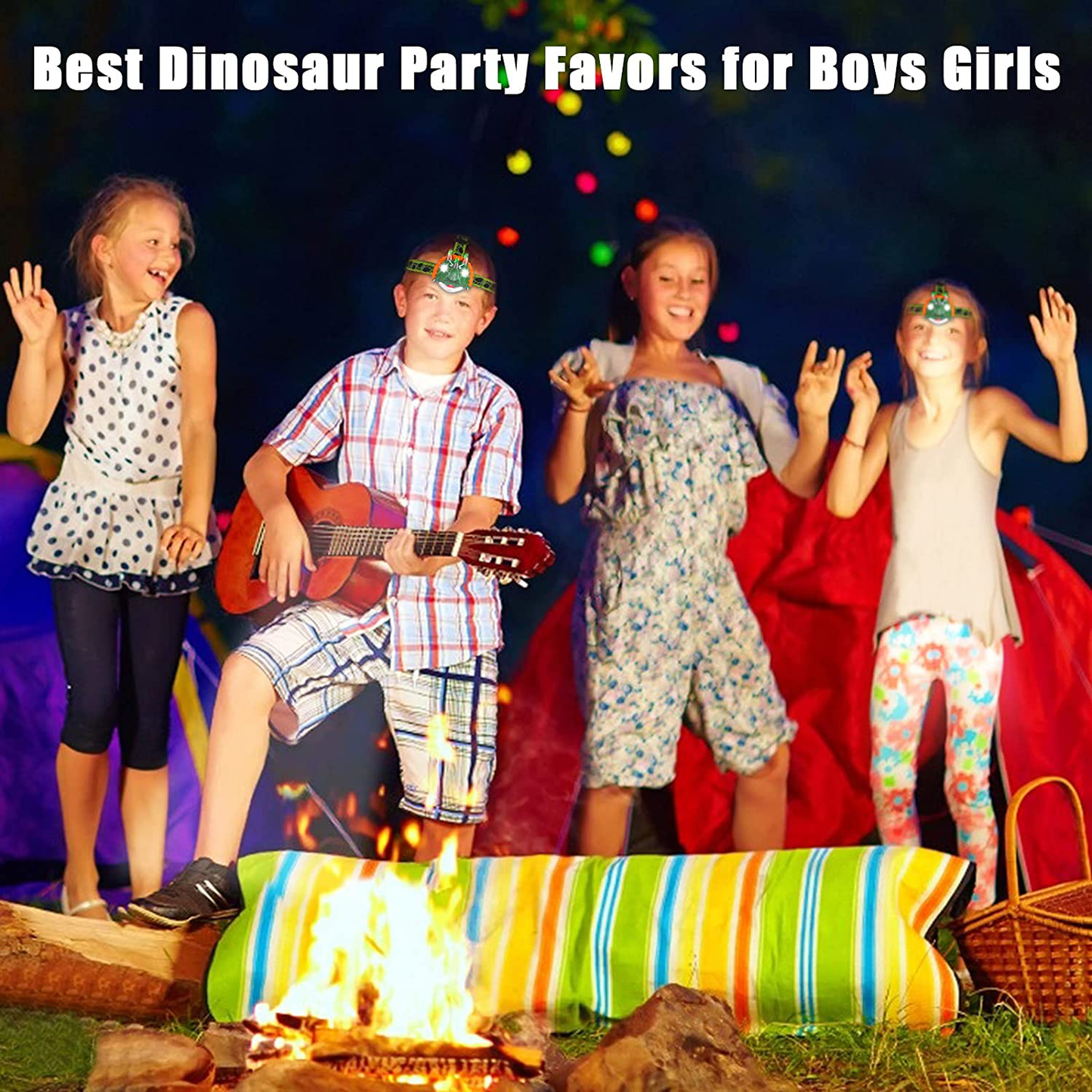 Triceratops LED Headlamp - Dinosaur Headlamp for Kids Camping Essentials | Dinosaur Toy Head Lamp Flashlight for Boys Girls or Adults | Ideal Gift for Birthday, Thanksgiving, Christmas, New Year