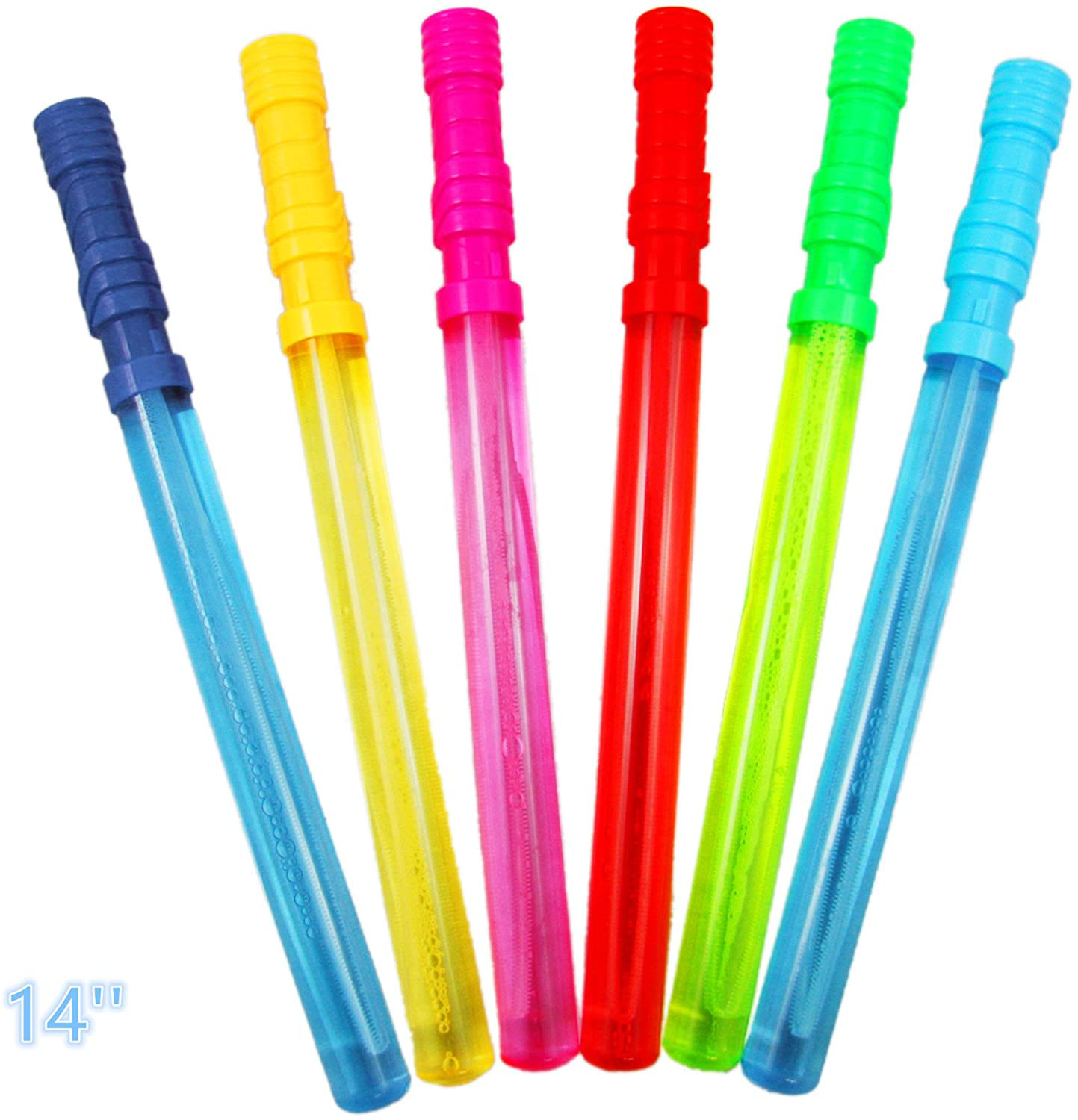 Joyin Toy 12 Pack 14’’ Big Bubble Wand Assortment (1 Dozen) with Bubble Refill Solution - Super Value Pack of Summer Toy Party Favor (12 Bubble + 12 Refill Pack = 24pack)