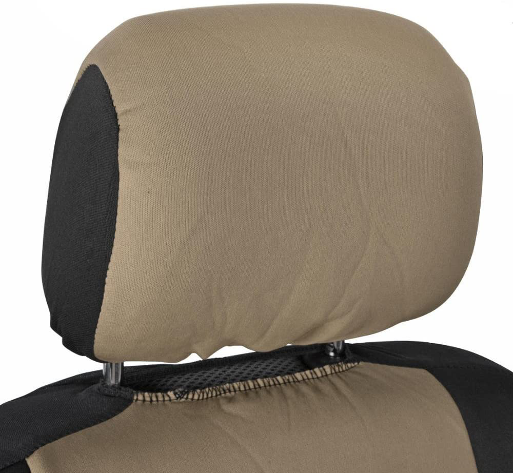 BDK PolyPro Car Seat Covers Full Set Front and Rear Split Bench Protection, Easy Install with Two-Tone Accent, Universal Fit for Auto Truck Van SUV