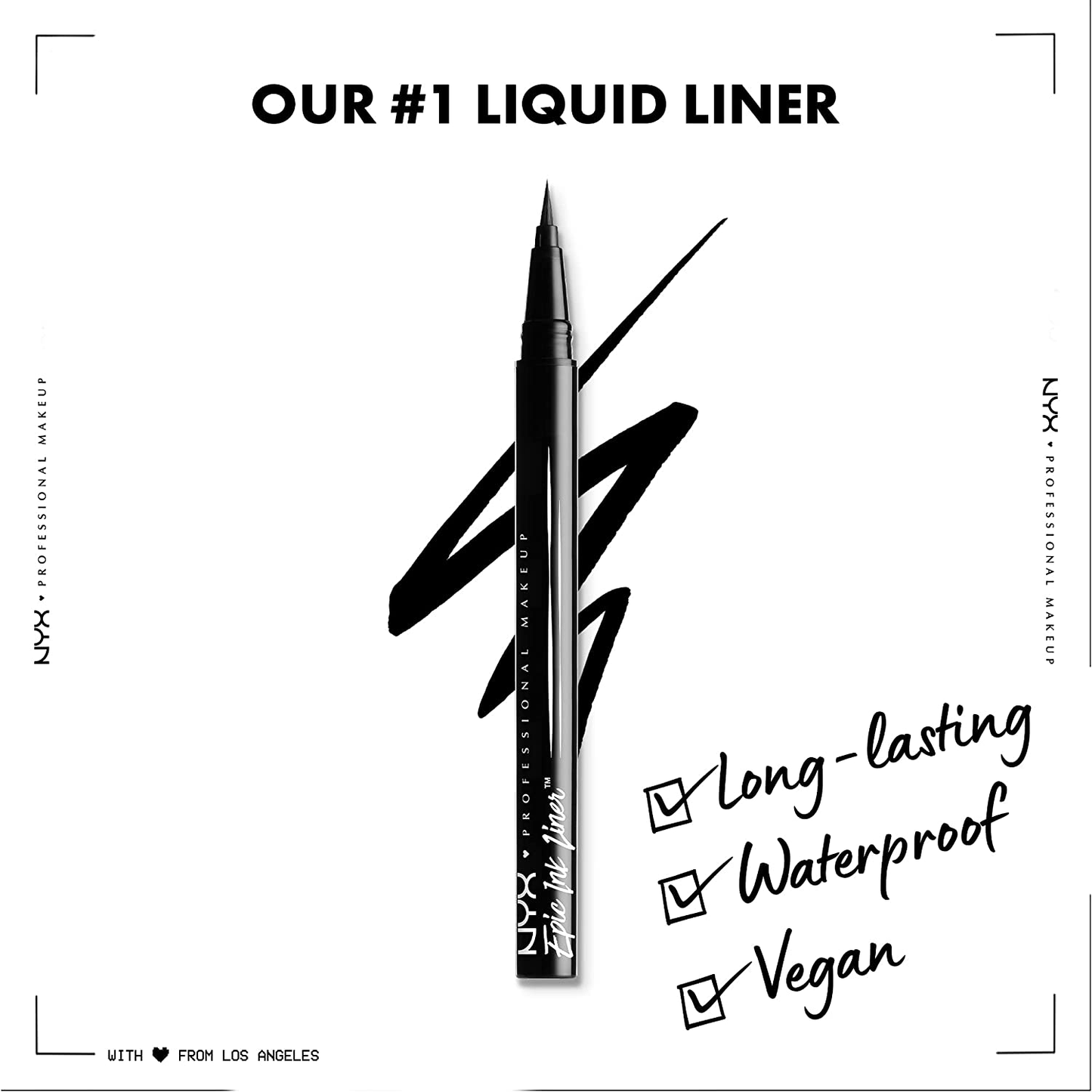 NYX PROFESSIONAL MAKEUP Epic Ink Liner, Waterproof Liquid Eyeliner, Black