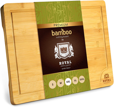 XXL Bamboo Cutting Board for Kitchen with Juice Groove - Wooden Chopping Board for Meat, Vegetables, Fruit and Cheese | Charcuterie Serving Tray, (XXL, 20 x 14")