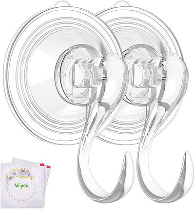 Wreath Hanger, VIS'V Large Clear Reusable Heavy Duty Wreath Hanger Suction Cup with Wipes 22 LB Strong Window Glass Suction Cup Hooks Wreath Holder for Halloween Christmas Wreath Decorations - 2 Packs