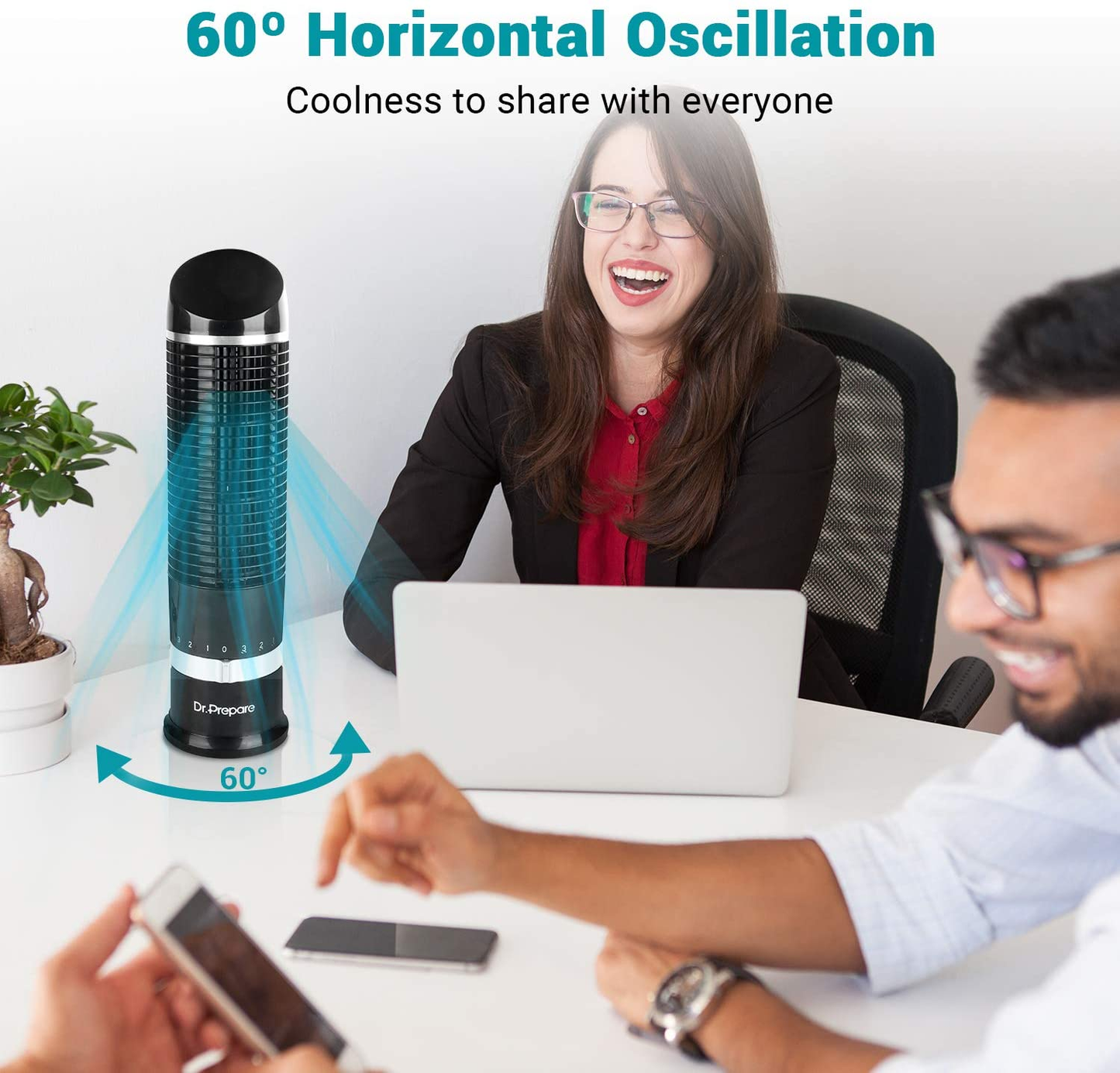 Oscillating Tower Fan, Desk Table Fan with 3 Speeds, Quiet Cooling, 60° Oscillation, 16 Inch Personal Small Bladeless Fan Cooling Fan for Bedroom Home Office Desktop