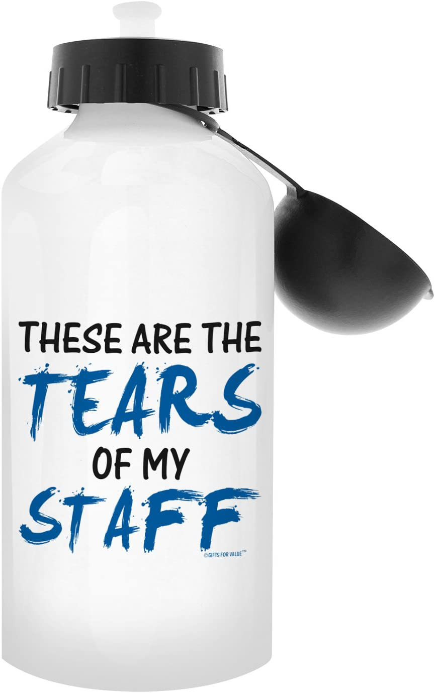 Boss Appreciation Gift Tears of My Staff Office Humor Boss Gag Gift for Boss Supervisor Coworker Gifts Gift Aluminum Water Bottle with Cap & Sport Top