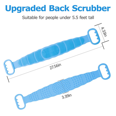 Back Scrubber, Silicone Back Scrubber for Shower, Long Exfoliating Bath Body Brush for Women, Easy to Clean, Improves Blood Circulation and Skin Health (Blue)