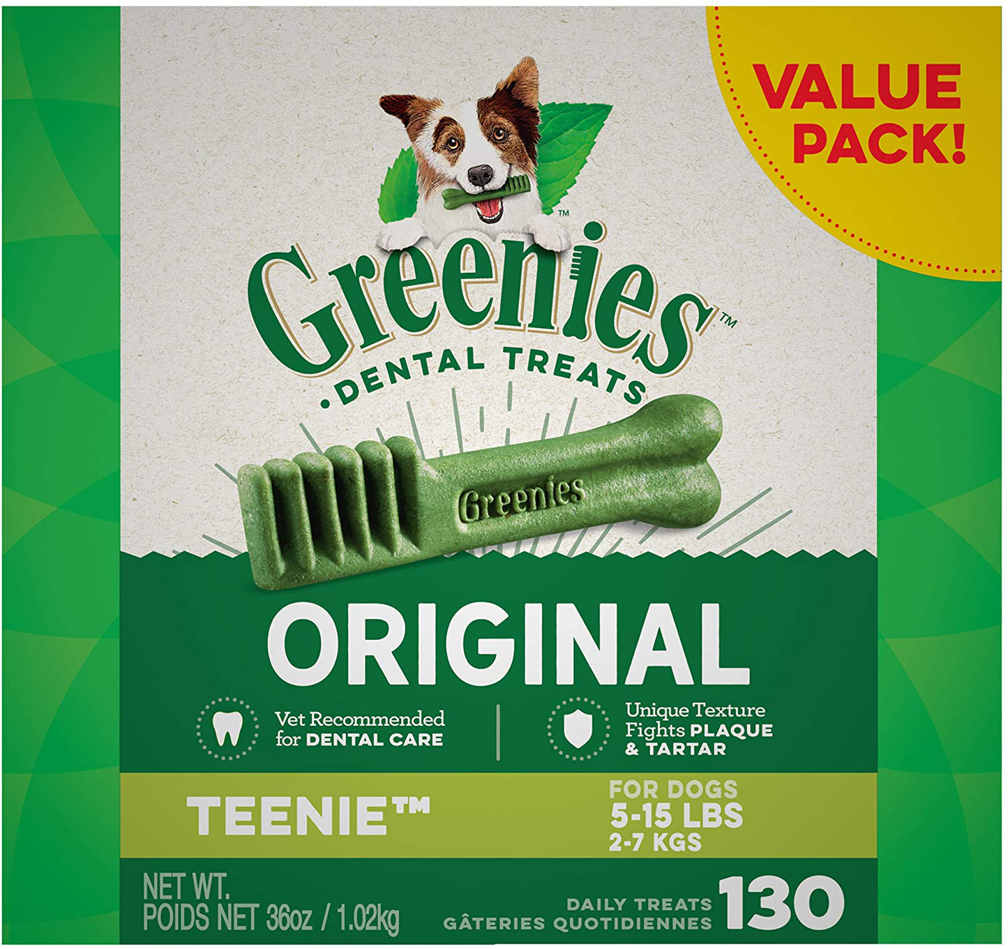 Greenies Original Teenie Natural Dental Dog Treats (5-15 lb. Dogs)