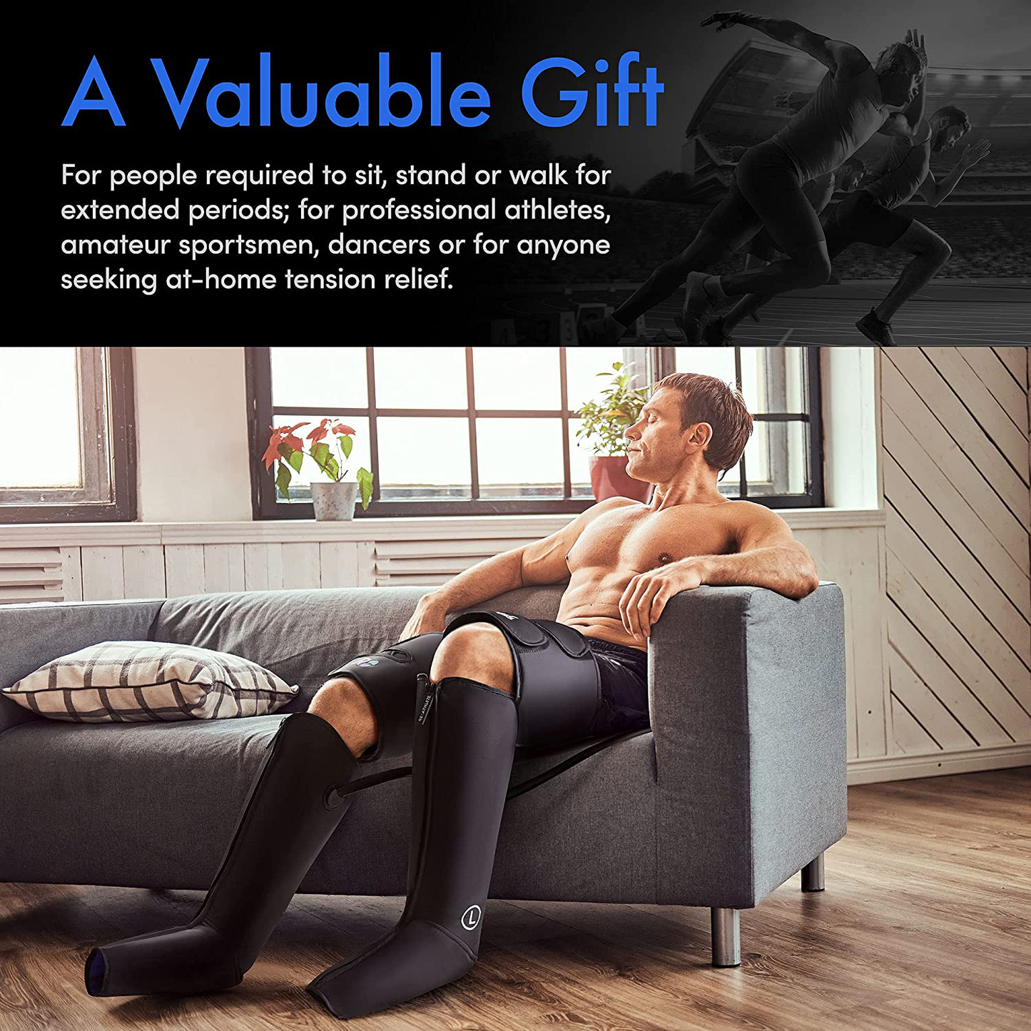 Reathlete Leg Massager | Rechargeable & Portable Sequential Compression Device with Digital Controller & Bag | New Sleeve Design SCD Machine for Legs | Muscle Pain Relief Thigh, Calf & Feet Massager…