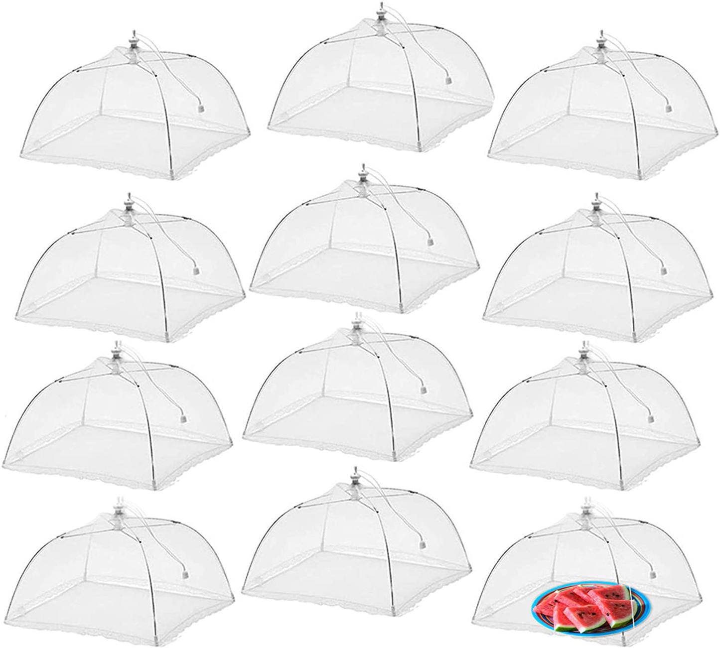 Simply Genius Large and Tall 17x17 Pop-Up Mesh Food Covers Tent Umbrella for Outdoors, Screen Tents, Parties Picnics, BBQs, Reusable and Collapsible