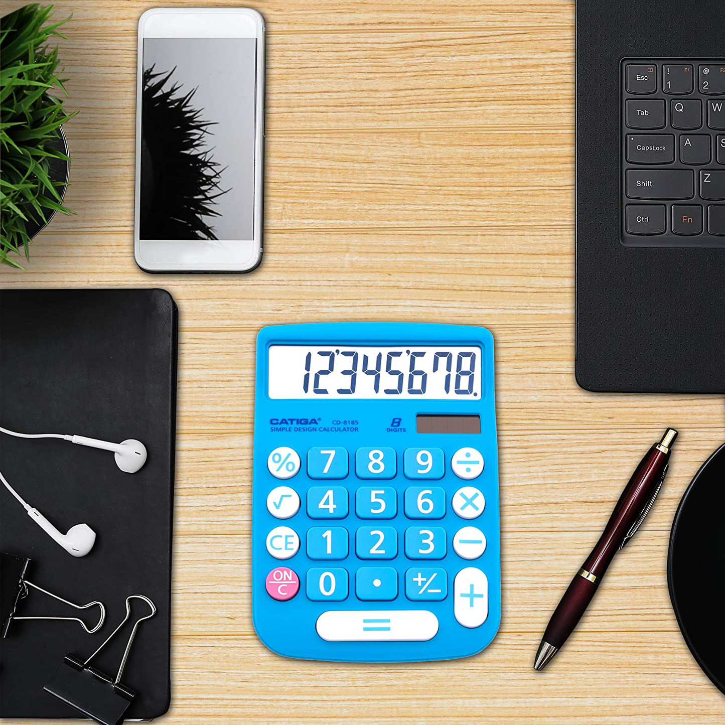 CATIGA CD-8185 Office and Home Style Calculator - 8-Digit LCD Display - Suitable for Desk and On The Move use. (Blue)
