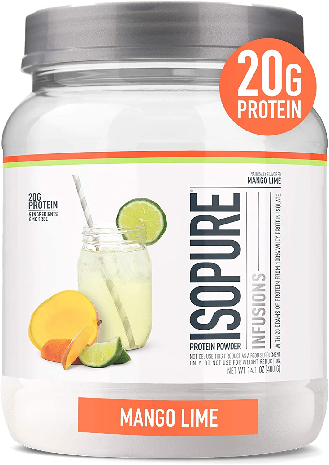 Isopure Protein Powder, Gluten Free, Whey Protein Isolate, Post Workout Recovery Drink Mix, Prime Drink, Infusions- Tropical Punch, 16 Servings