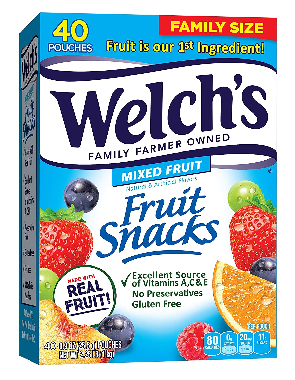 Welch'S Fruit Snacks, Mixed Fruit, Gluten Free, Bulk Pack, 0.9 Oz Individual Single Serve Bags 40 Count (Pack of 1)