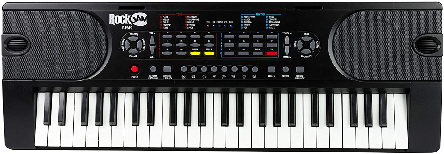 Rockjam (RJ549) 49-Key Portable Electric Keyboard Piano with Power Supply, Sheet Music Stand and Simply Piano App