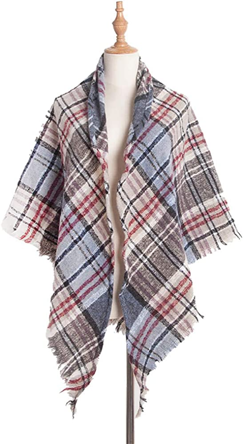 Wander Agio Womens Warm Scarf Triangle Shawls Winter Scarves Stripe Plaid Fichu Rough Surface