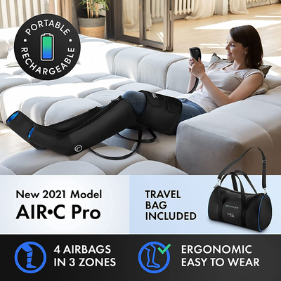 Reathlete Leg Massager | Rechargeable & Portable Sequential Compression Device with Digital Controller & Bag | New Sleeve Design SCD Machine for Legs | Muscle Pain Relief Thigh, Calf & Feet Massager…