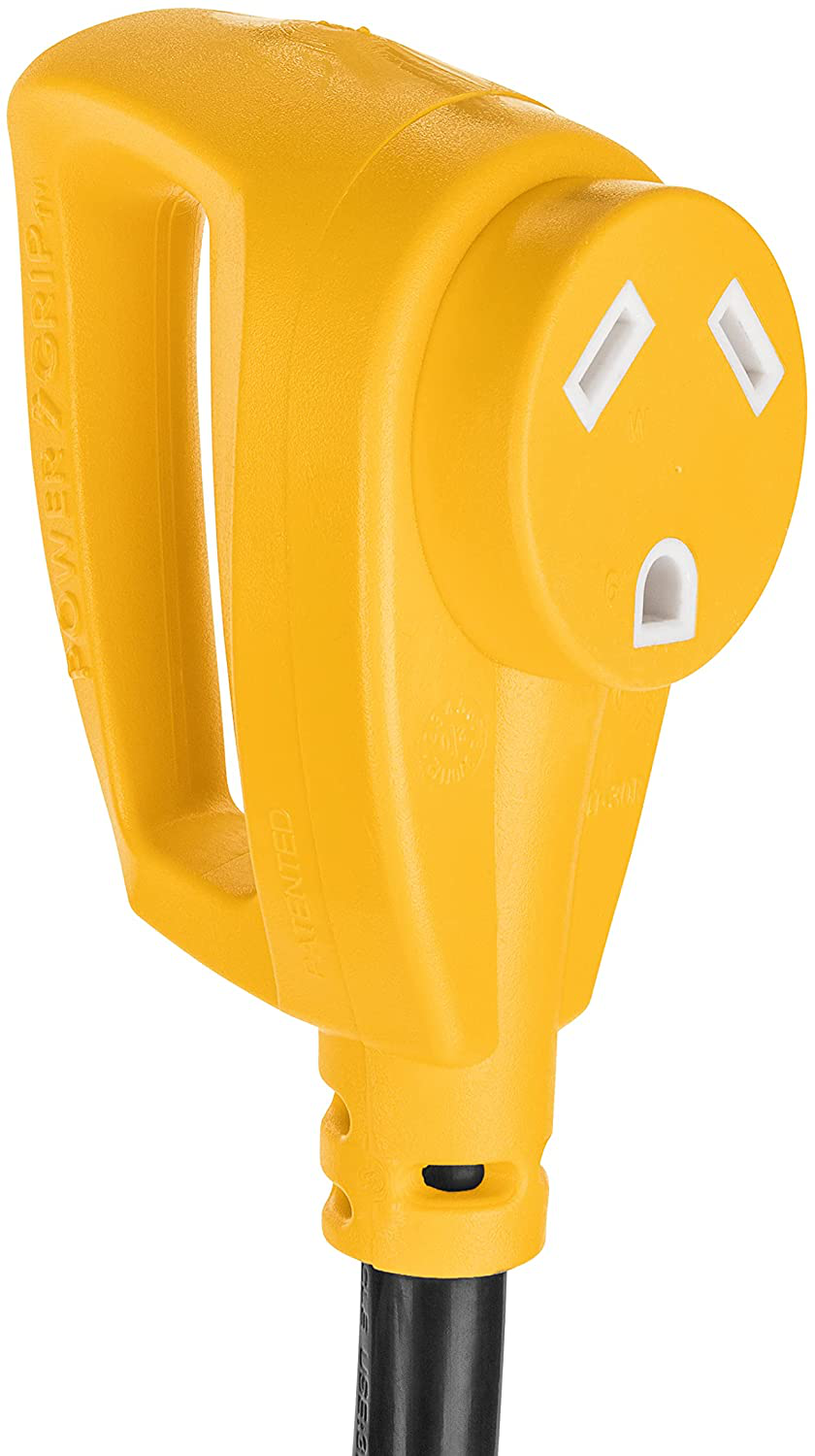 Camco 50' PowerGrip Heavy-Duty Outdoor 30-Amp Extension Cord for RV and Auto | Allows for Additional Length to Reach Distant Power Outlets