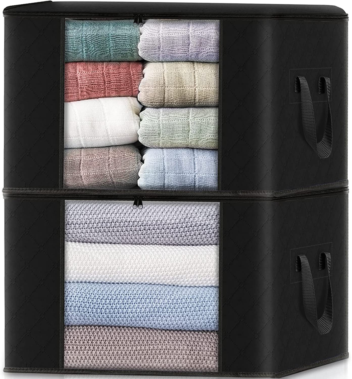 3-Pack Clothes Storage,Foldable Blanket Storage Bags,Storage Containers for Organizing, Clothing, Bedroom, Comforter, Closet, Dorm, Sweater, Quilts, Organizer