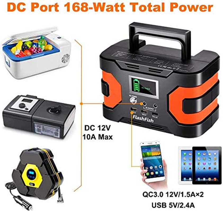 200W Peak Power Station, Flashfish CPAP Battery 166Wh 45000mAh Backup Power Pack 110V 150W Lithium Battery Pack Camping Solar Generator For CPAP Camping Home Emergency Power Supply