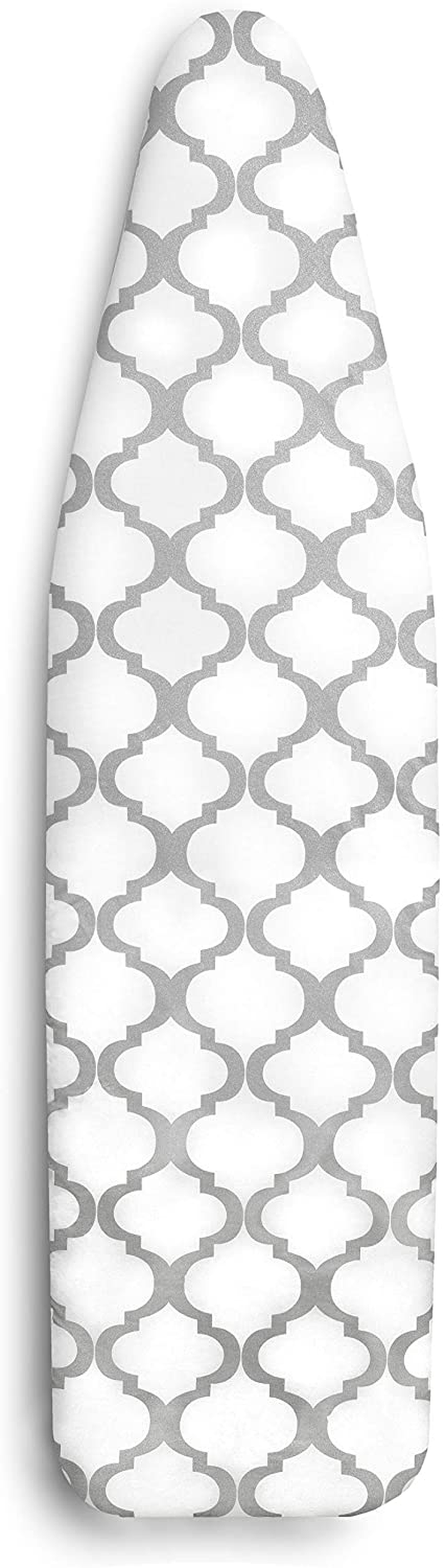 Epica Silicone Coated Ironing Board Cover- Resists Scorching and Staining - 15"x54" (Board not Included) (White and Grey Lattice)