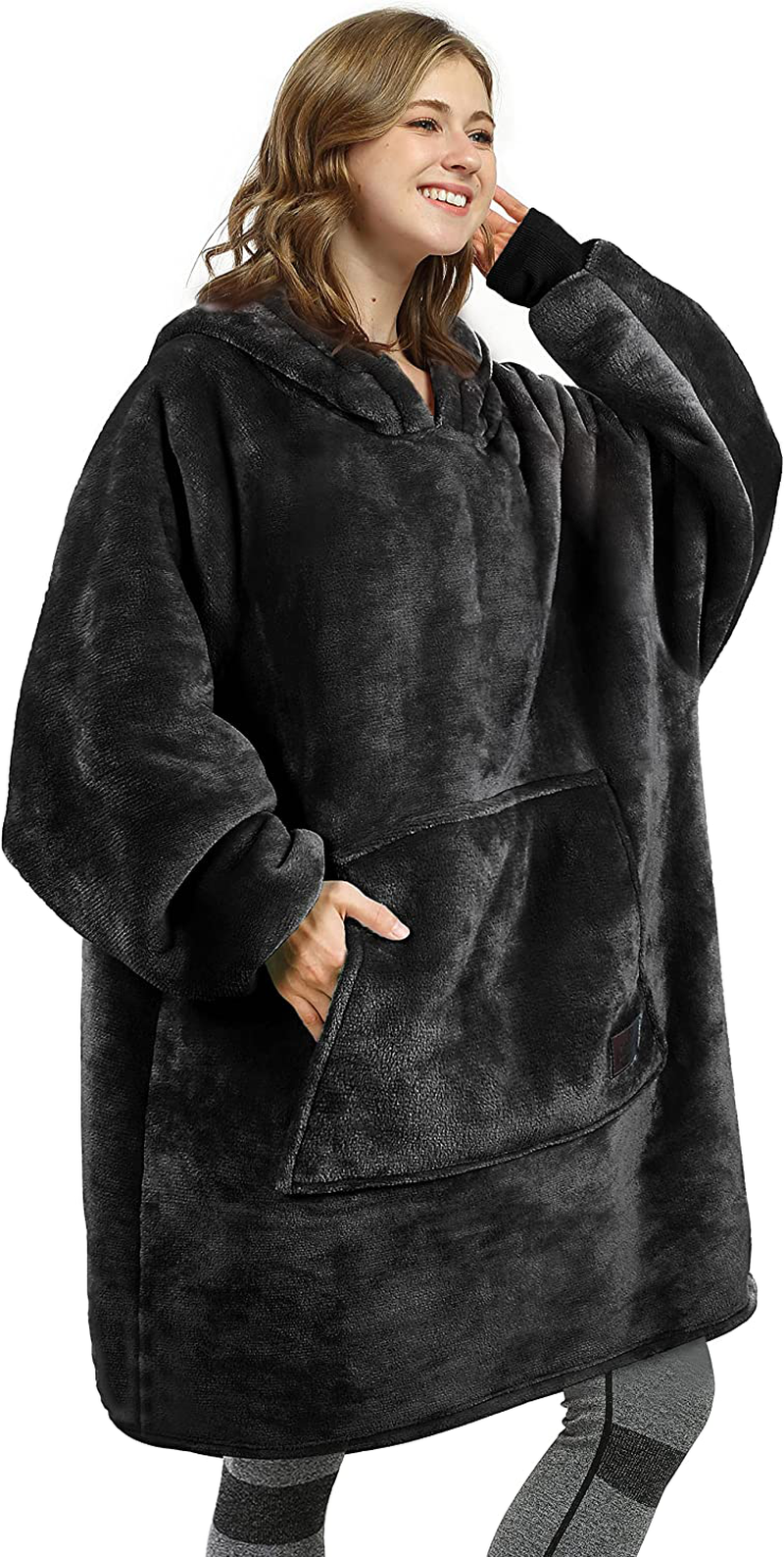 Catalonia Oversized Wearable Blanket Hoodie Sweatshirt, Comfortable Sherpa Lounging Pullover for Adults Men Women Teenagers Wife Girlfriend