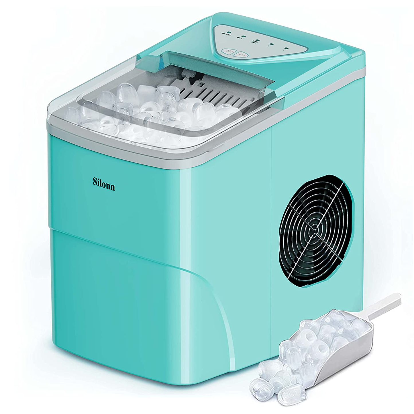 Ice Makers Countertop, 9 Cubes Ready in 6 Mins, 26Lbs in 24Hrs, Self-Cleaning Ice Machine with Ice Scoop and Basket, 2 Sizes of Bullet Ice for Home Kitchen Office Bar Party