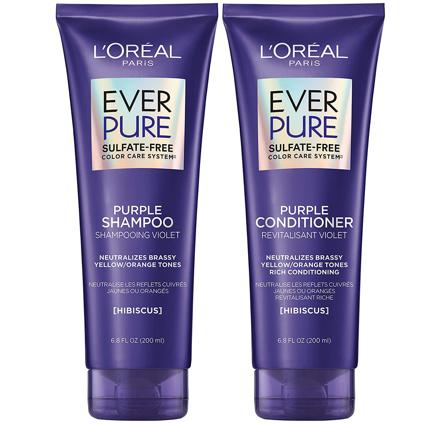 L'Oreal Paris Hair Care EverPure Sulfate Free Brass Toning Purple Conditioner for Blonde, Bleached, Silver, or Brown Highlighted Hair, 6.8 Fl; Oz (Packaging May Vary)