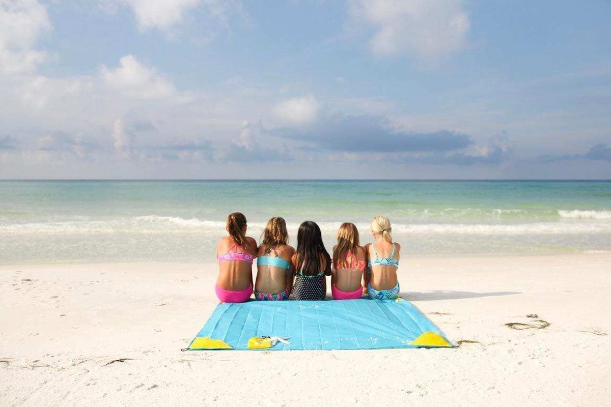 Pocket Blanket -Compact Picnic Blanket (60"X 56") - Sand Proof Beach Blanket / 100% Waterproof Ground Cover. Great Outdoor Blanket for Hiking, Camping, Picnics, Travel and Beach Trips!