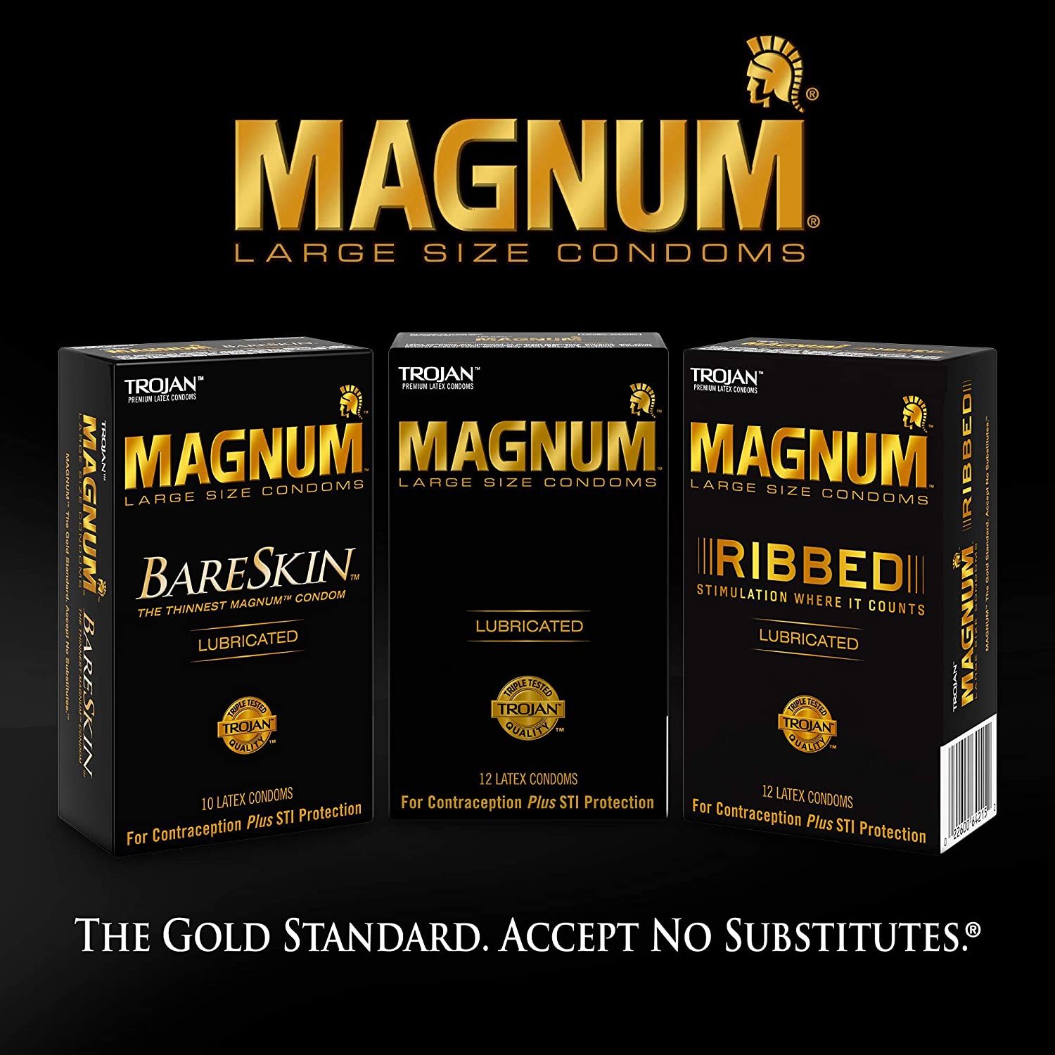 TROJAN MAGNUM BARESKIN Large Size Condoms, 24 Count