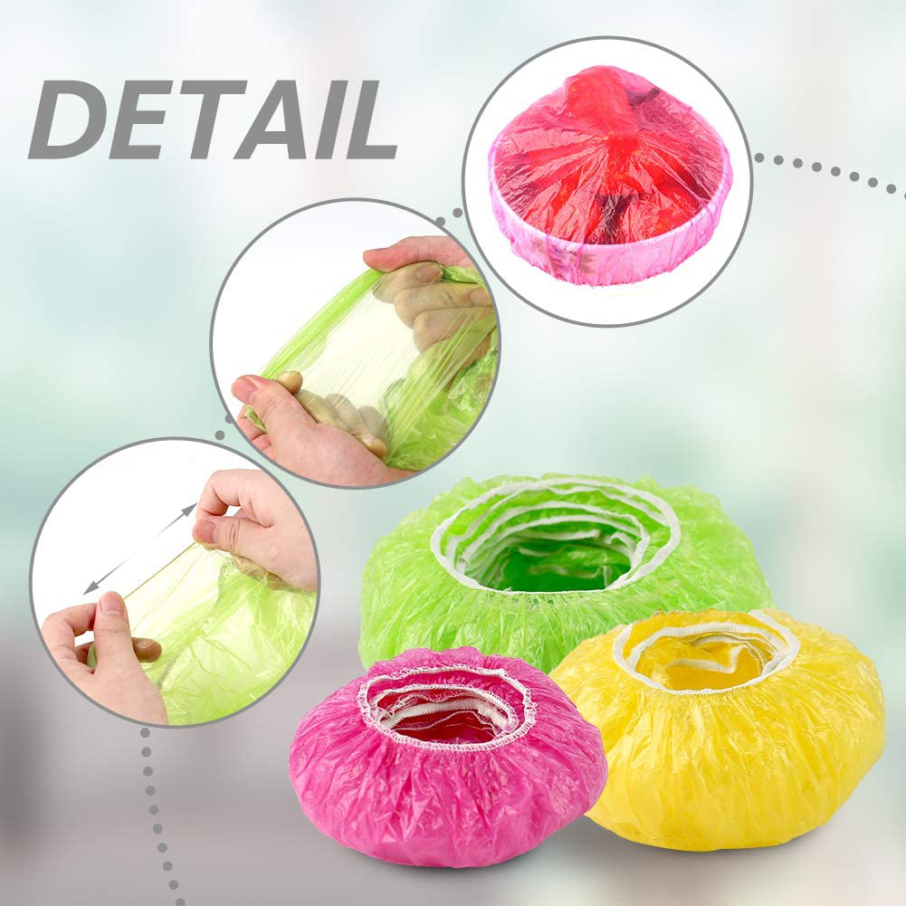 HANSGO Elastic Reusable Food Storage Covers, 120 Pieces 3 Size Plastic Wrap Colorful Bowl Covers Dish Plate Plastic Covers for Family Outdoor Picnic
