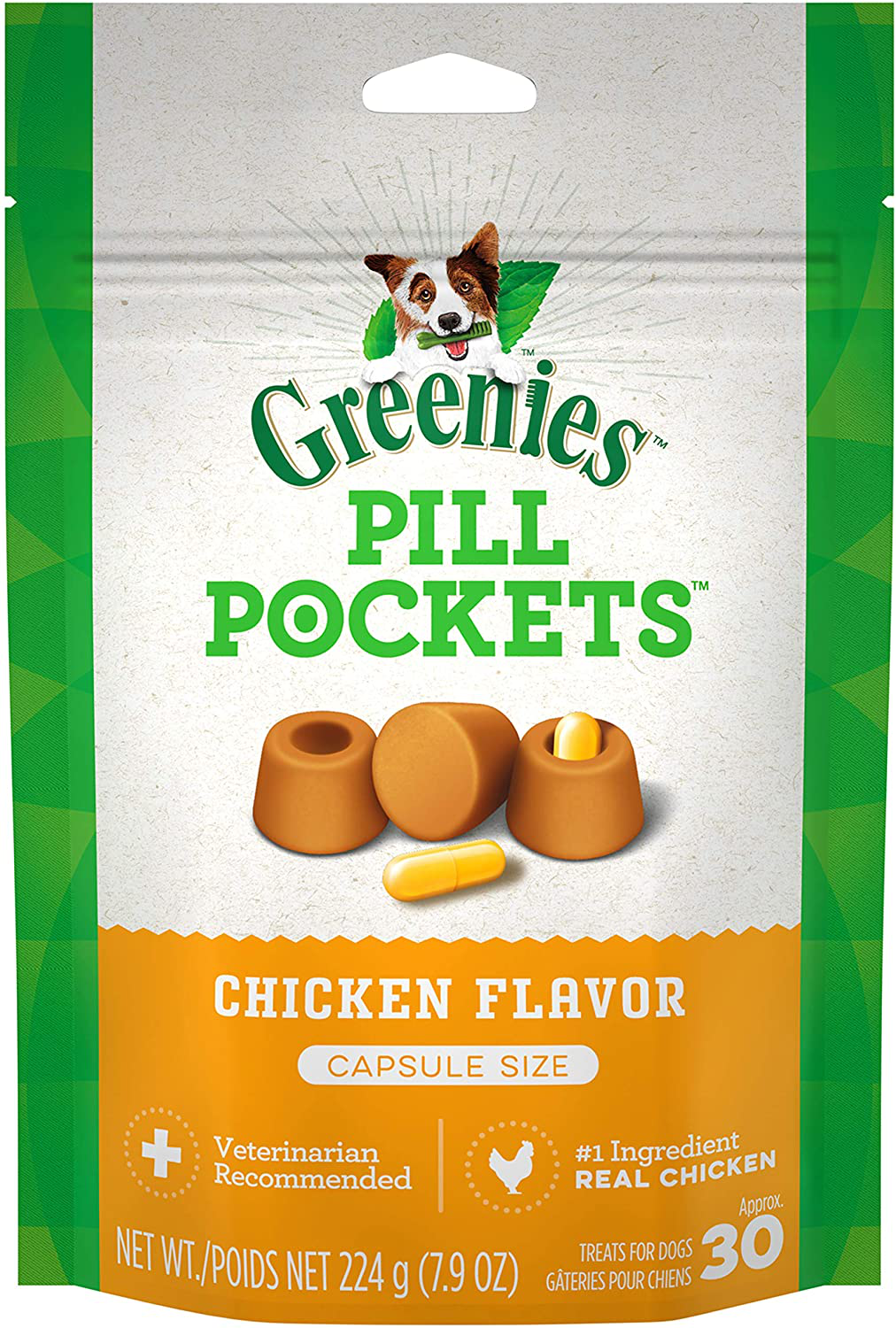 GREENIES Pill Pockets Natural Dog Treats, Capsule Size, Chicken Flavor