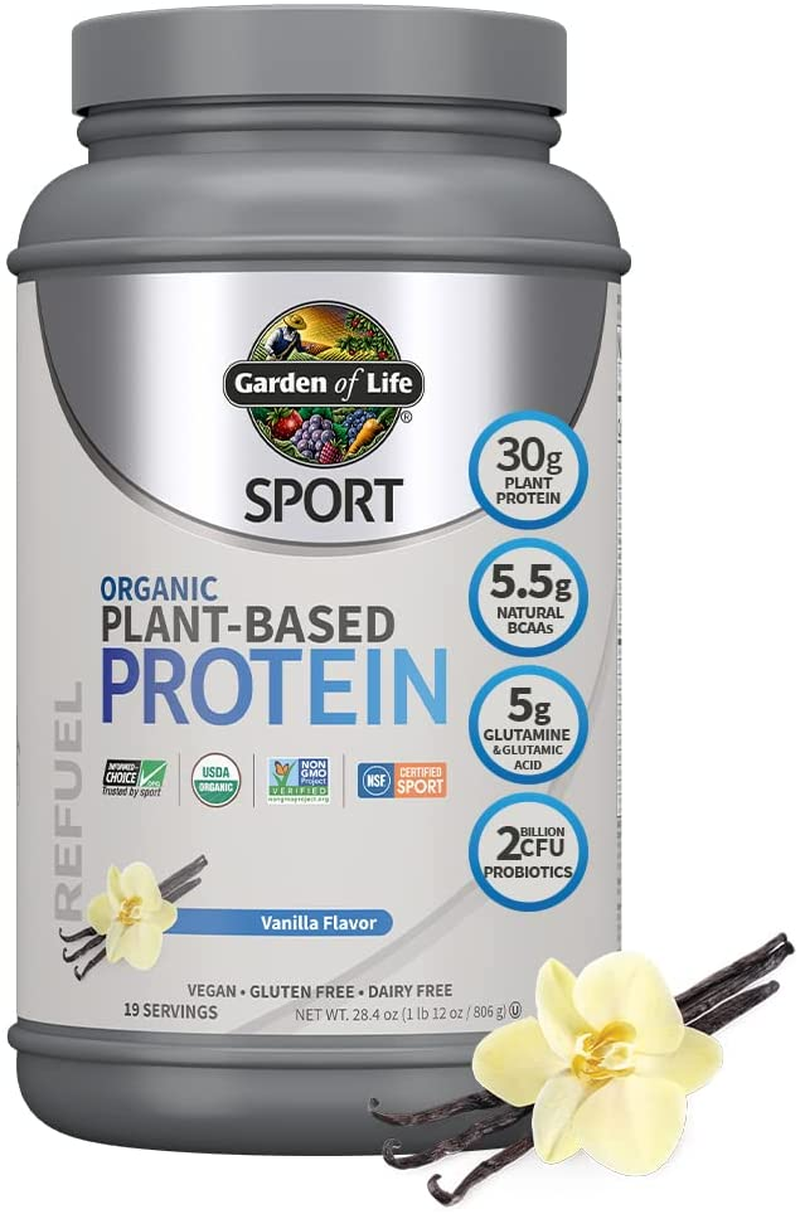 Organic Vegan Sport Protein Powder, Chocolate - Probiotics, Bcaas, 30G Plant Protein for Premium Post Workout Recovery, NSF Certified, Keto, Gluten & Dairy Free, Non GMO, Garden of Life - 19 Servings