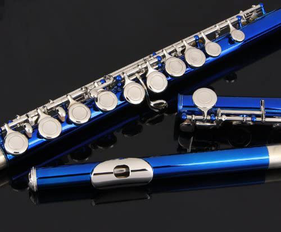 Glory Closed Hole C Flute With Case, Tuning Rod and Cloth,Joint Grease and Gloves Blue-More Colors available,Click to see more colors