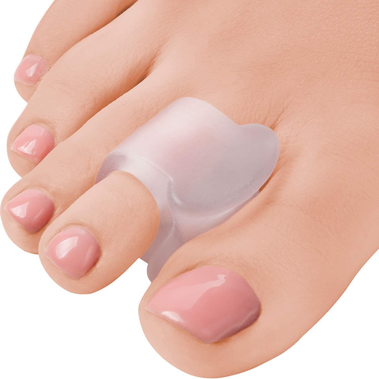 Toe Separators Hammer Toe Straightener - 4-Pack Big Toe Spacers Clear - Gel Spreader - Correct Crooked Toes - Bunion Corrector and Bunion Relief - Pads for Overlapping, Hallux Valgus, Yoga