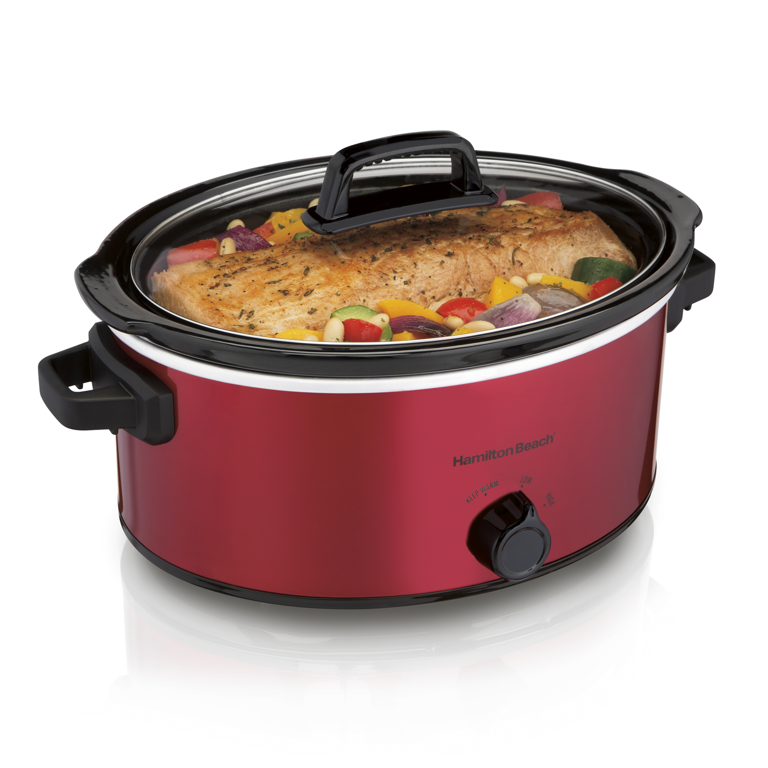 Hamilton Beach 6 Quarts Slow Cooker, Large Capacity, Serves 7+, Red