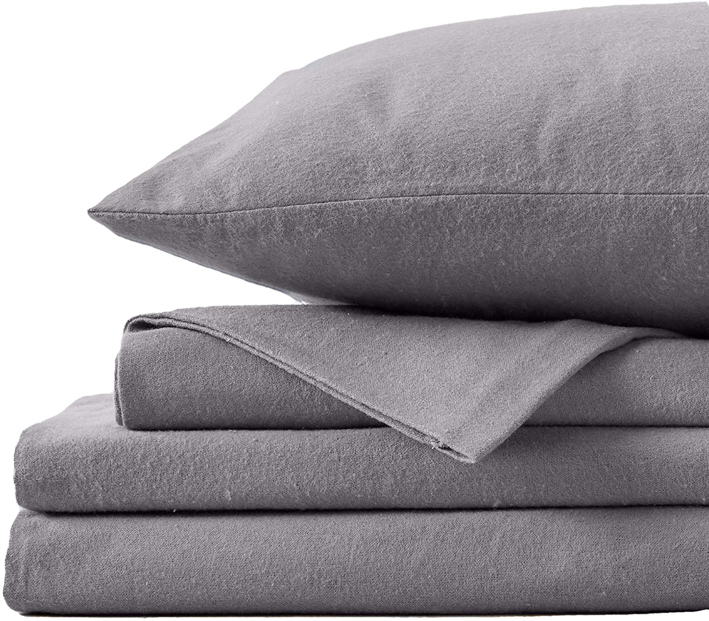 Great Bay Home Extra Soft 100% Turkish Cotton Flannel Sheet Set. Warm, Cozy, Heavyweight, Luxury Winter Deep Pocket Bed Sheets in Solid Colors. Nordic Collection (Queen, Pearl Blue)