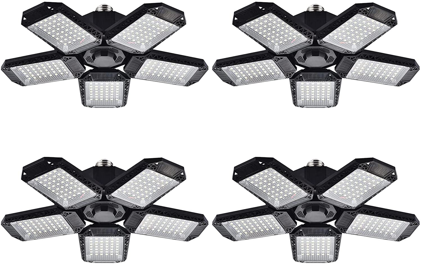 2 Pack LED Garage Lights, 120W Deformable LED Garage Ceiling Lights with 5 Adjustable Panels, 12000LM E26 LED Shop Lights for Garage, Basement, Barn, High Bay Light (2 Pack)