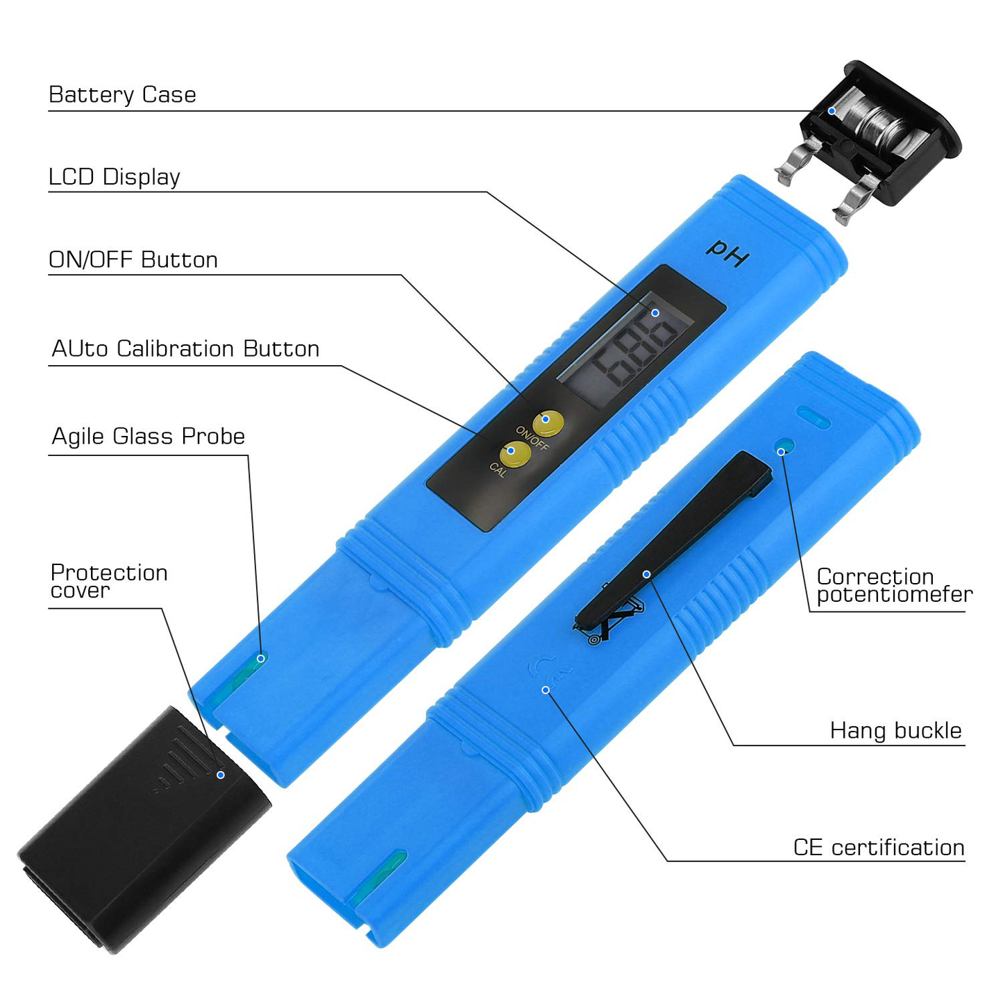 PH Meter for Water Hydroponics Digital PH Tester Pen 0.01 High Accuracy Pocket Size with 0-14 PH Measurement Range for Household Drinking, Pool and Aquarium (Yellow)