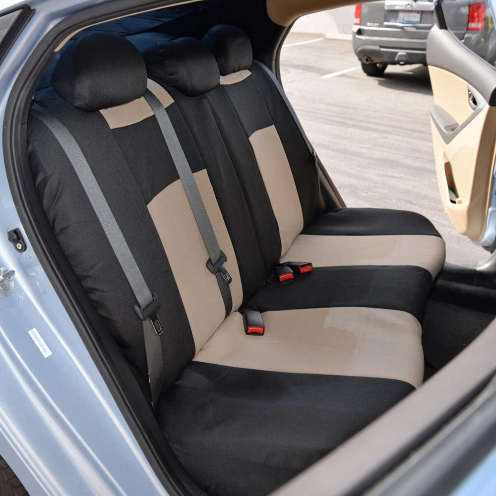 BDK PolyPro Car Seat Covers Full Set Front and Rear Split Bench Protection, Easy Install with Two-Tone Accent, Universal Fit for Auto Truck Van SUV