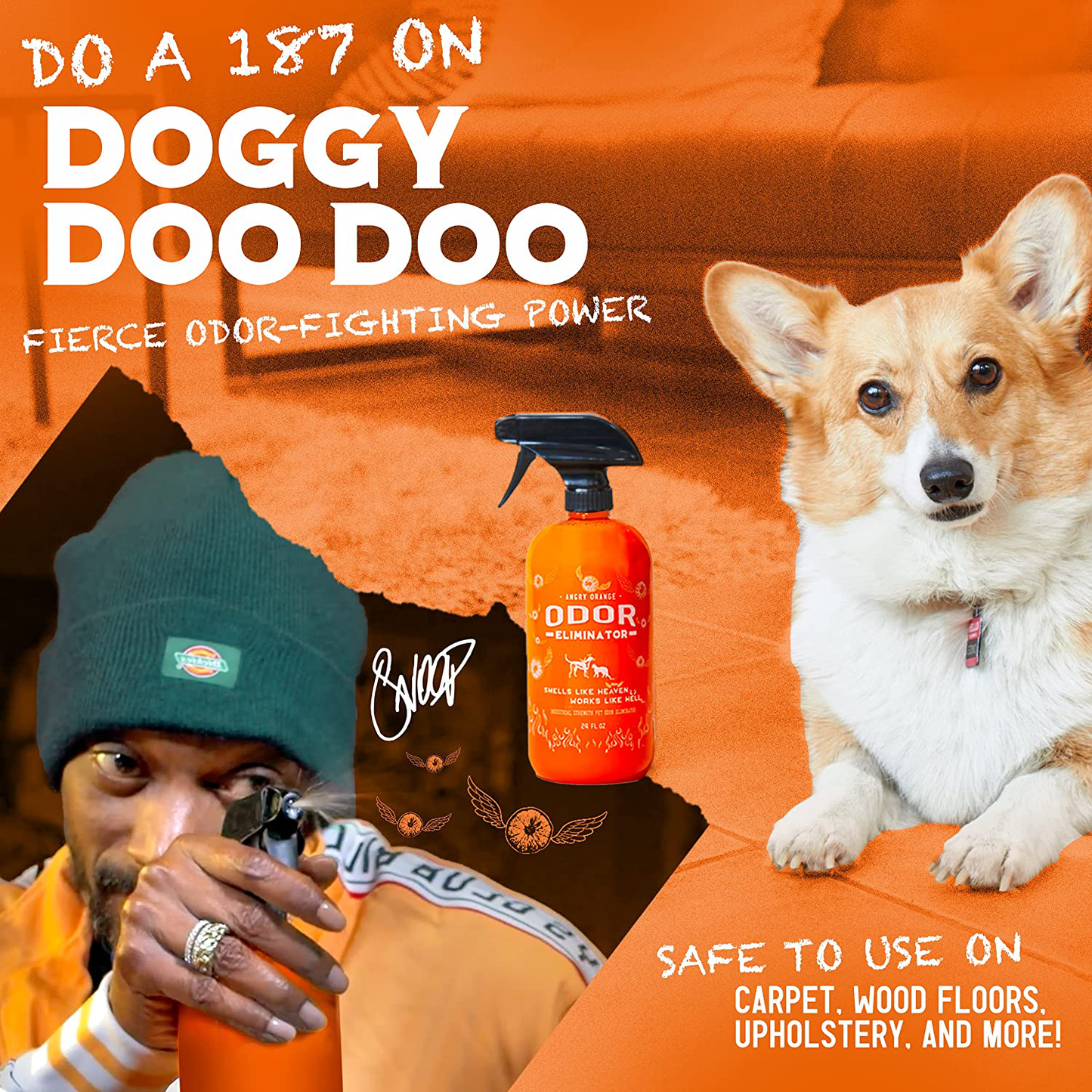 ANGRY ORANGE Pet Odor Eliminator for Home - Citrus Deodorizer for Urine Stains & Strong Smells on Carpet, Furniture, or Floors