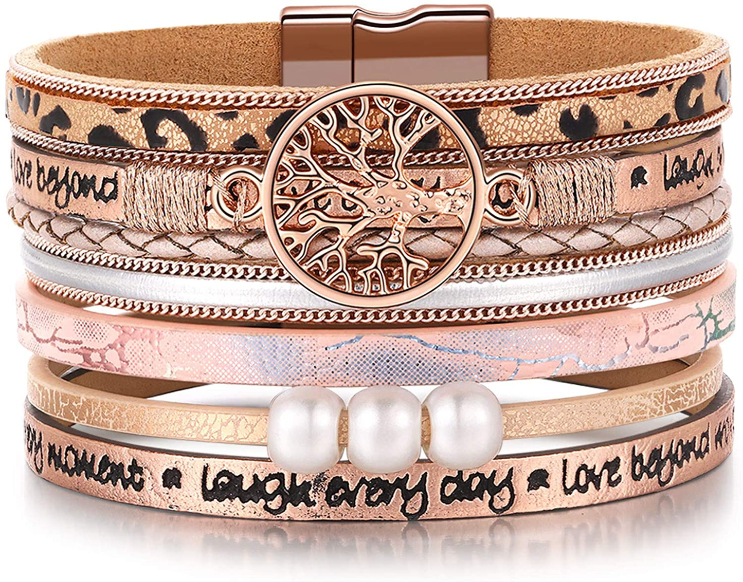 Inspirational Tree of Life Leather Bracelets for Women,Birthday Easter Jewelry Gifts for Teens Girls