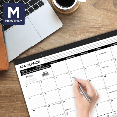 2022 Desk Calendars by AT-A-GLANCE, Monthly Desk Pads, 21-3/4" X 17", Standard, Ruled Blocks, 3 Pack (AZSK2400)
