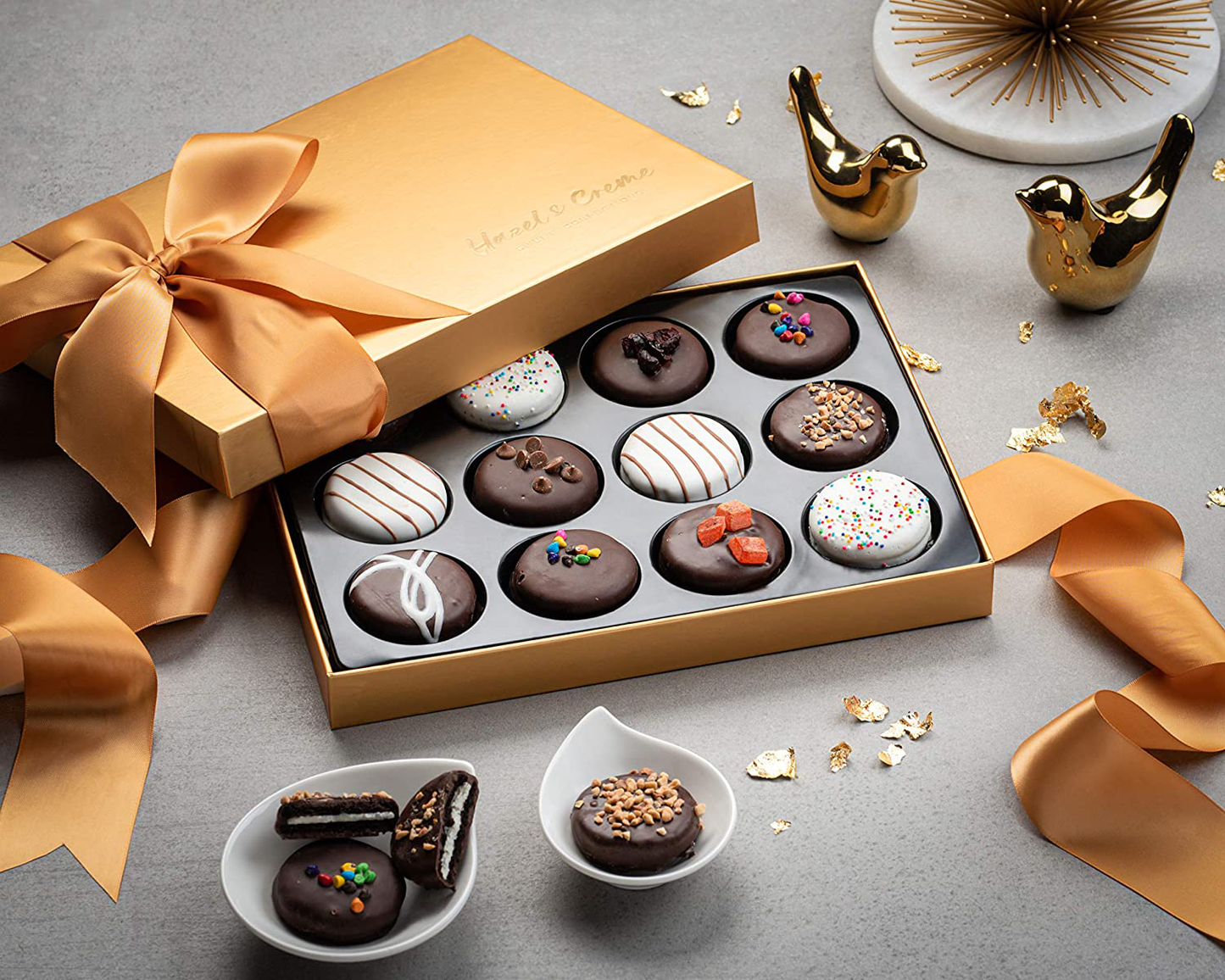 Hazel & Creme Chocolate Cookies Gift Basket - Gourmet Christmas Food Gift - Birthday, Thank You, Corporate, Holiday Gifting