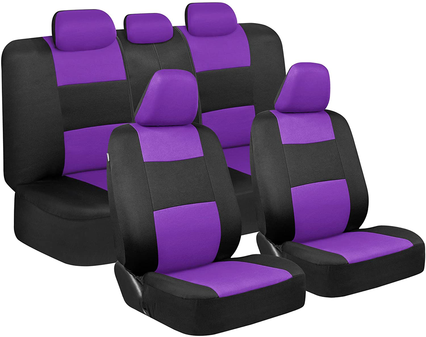 BDK PolyPro Car Seat Covers Full Set Front and Rear Split Bench Protection, Easy Install with Two-Tone Accent, Universal Fit for Auto Truck Van SUV