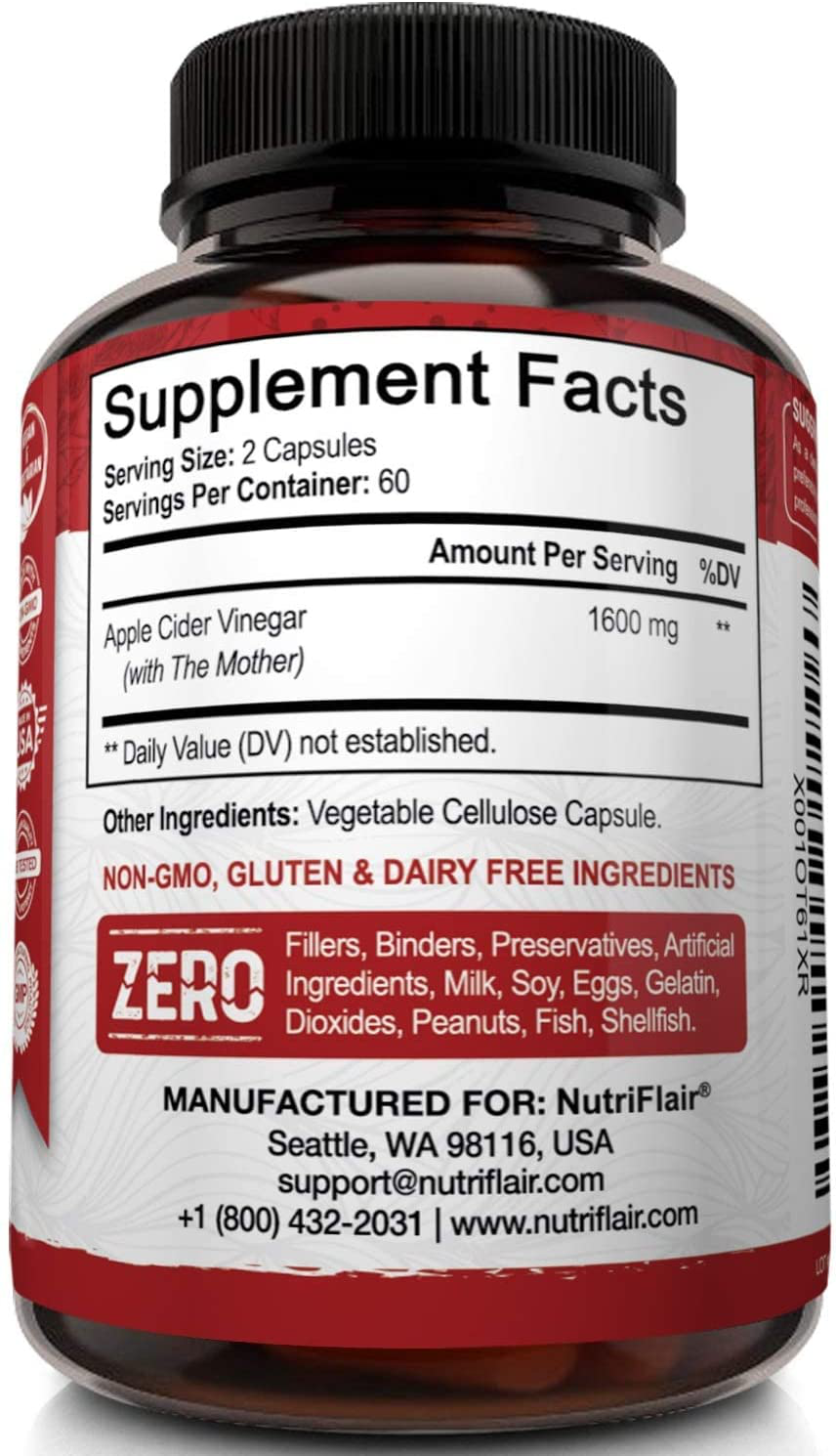 Apple Cider Vinegar Capsules with Mother 1600Mg - 120 Vegan ACV Pills - Best Supplement for Healthy Weight Loss, Diet, Keto, Digestion, Detox, Immune - Powerful Cleanser & Appetite Suppressant Non-Gmo