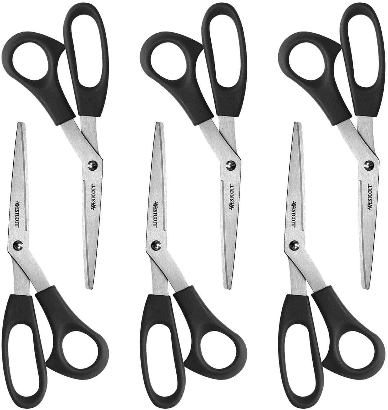 Westcott All Purpose Value Scissors, 8" Bent, Pack of 3, Black (13402)